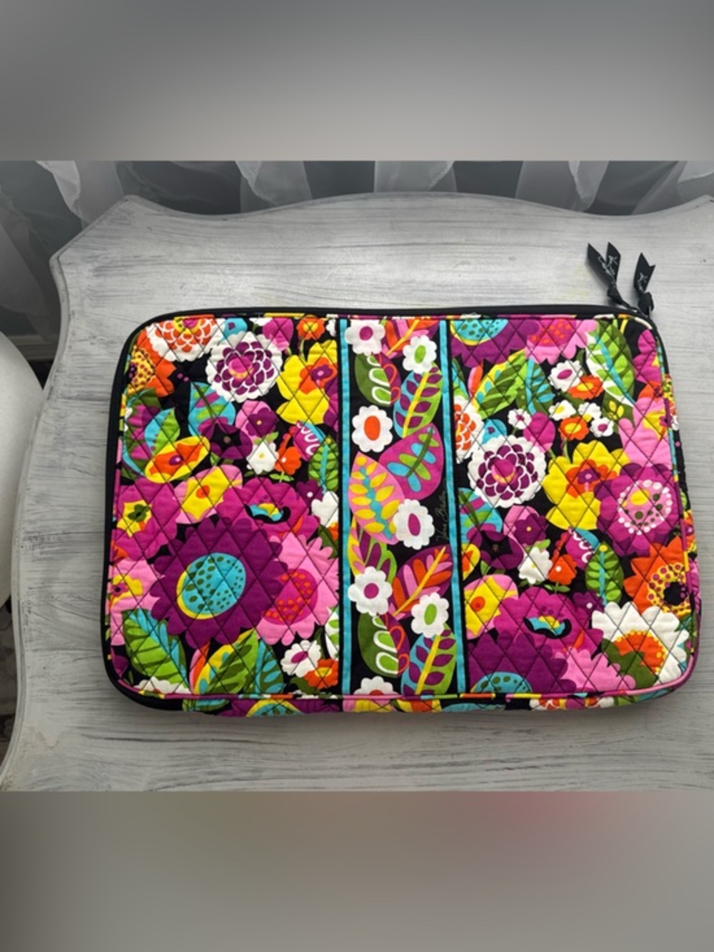 Vera Bradley Quilted Floral Tech Sleeve in Magenta, Turquoise & Yellow